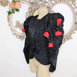 Raul Blanco Black and Red Silk Jacket  size 6